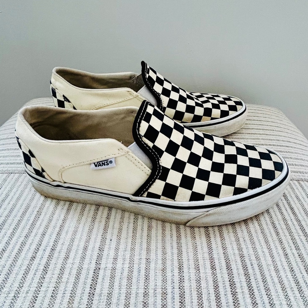 Vans checkered slip ons